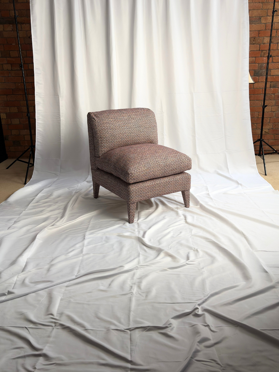 Nikki Slipper Chair in GP&J Baker Hopton red/blue