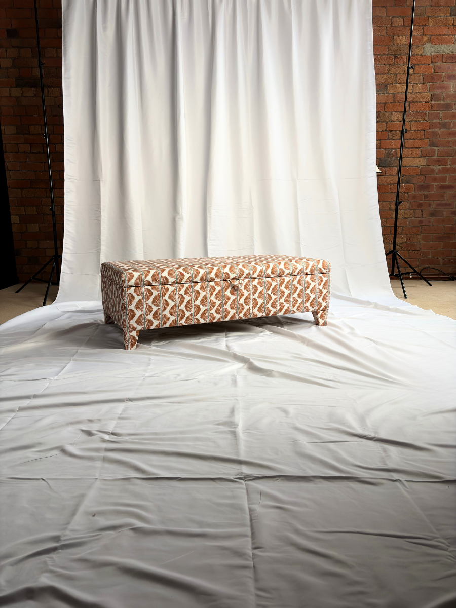 Grace Storage Ottoman in Romo Aubin Mango