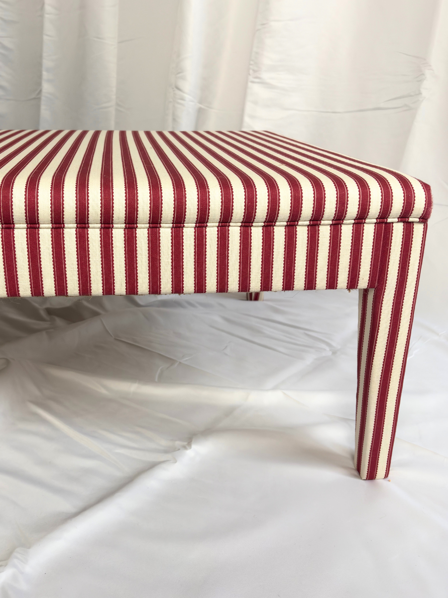 Honey ottoman in Sanderson  Pinetum Stripe Red