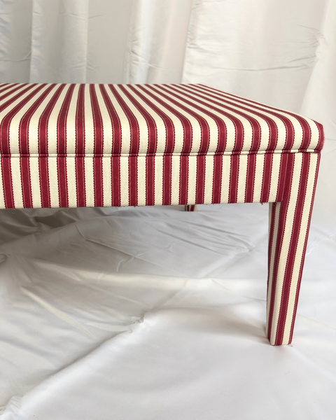 Honey ottoman in Sanderson  Pinetum Stripe Red