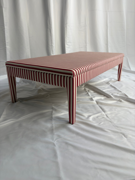 Honey ottoman in Sanderson  Pinetum Stripe Red