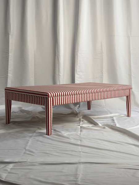 Honey ottoman in Sanderson  Pinetum Stripe Red