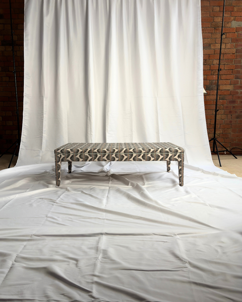 Honey ottoman in Romo Aubin in Chia