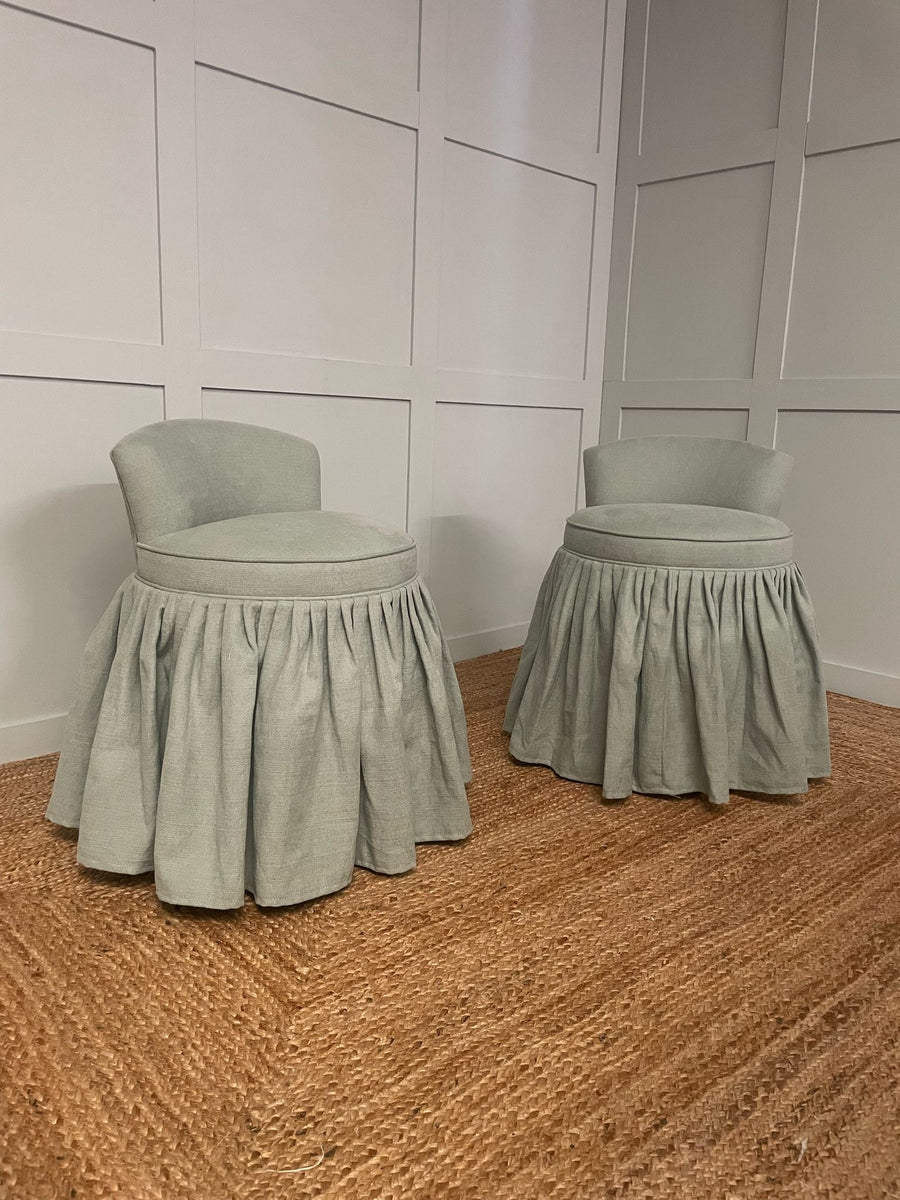 Dolly Skirted Dressing Table Stool With Back In Any Fabric