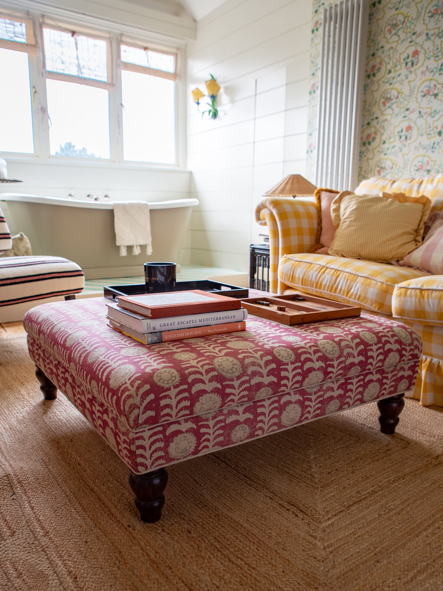Square ottoman in a chouce of your fabric - handmade bespoke to order