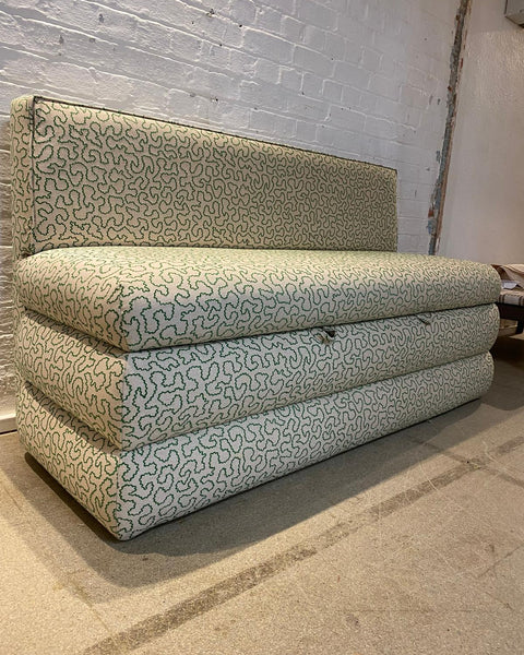 170cm Iris Storage Banquette in Linwood Wiggle Emerald