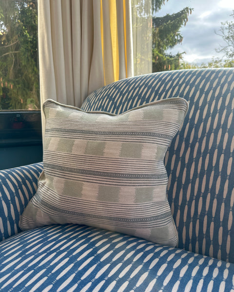 Lost and found pale blue square cushion