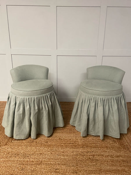 Dolly Skirted Dressing Table Stool With Back In Any Fabric