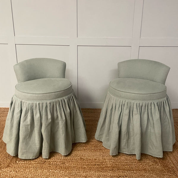 Dolly Skirted Dressing Table Stool With Back In Any Fabric