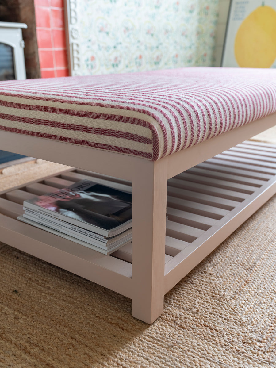 Florence Ottoman with Shelf |  Hand Painted in Your Choice of Colour