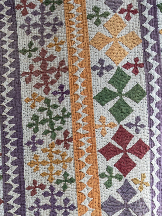 Special Antique Cut Work Quilt from the Sindh Valley, Pakistan | Bedcover, curtain, wall hanging or we can make it into an ottoman or headboard for you