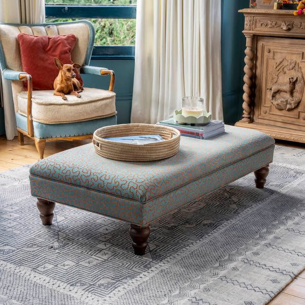 READY TO SHIP | Bryher Classic Ottoman In Linwood Wiggle Calypso