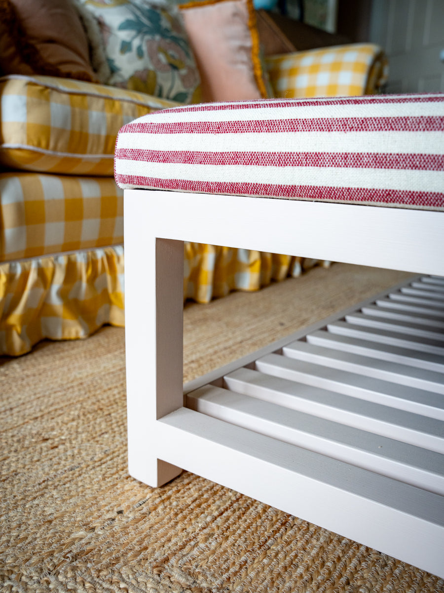 Florence Ottoman with Shelf |  Hand Painted in Your Choice of Colour