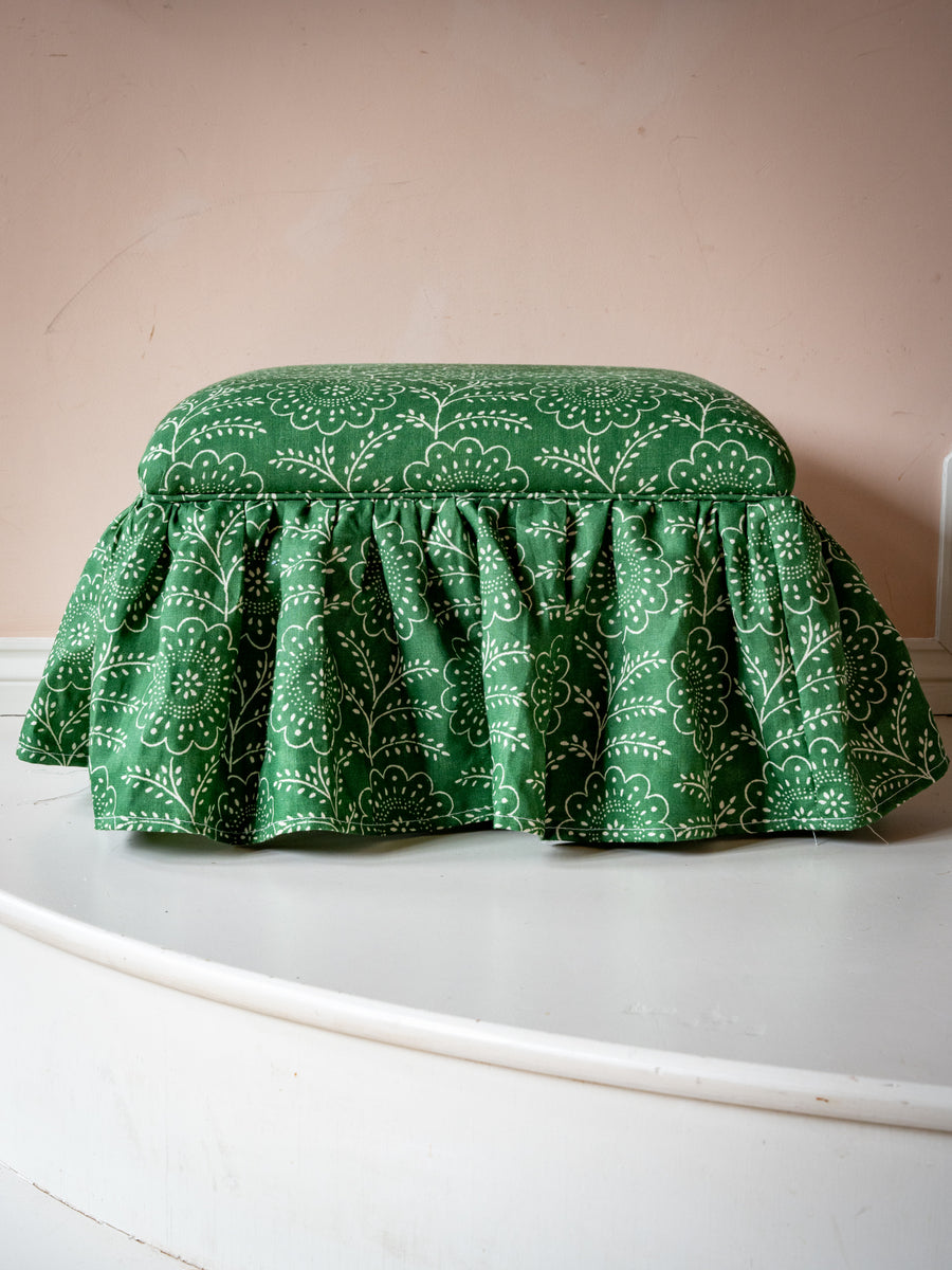 Bespoke Jemila Skirted Ottoman Footstool In Any Fabric