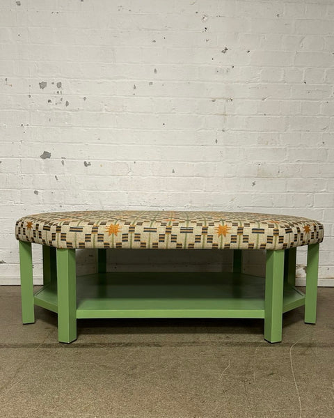 Annie Octagon Ottoman In Edward Bulmer Invisible Green & Studio Ashby Afua