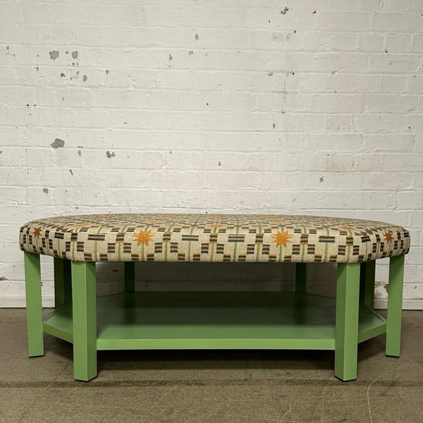 Annie Octagon Ottoman In Edward Bulmer Invisible Green & Studio Ashby Afua