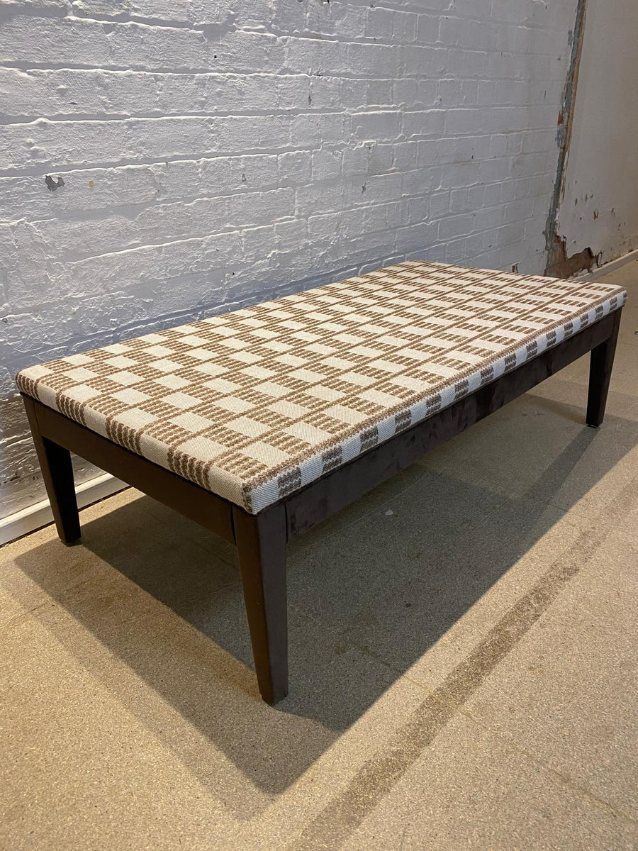 Honey Ottoman in Fermoie and plain cocoa linen