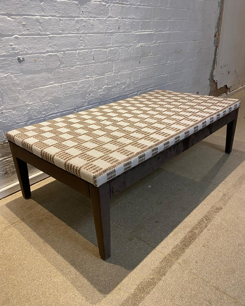 Honey Ottoman in Fermoie and plain cocoa linen