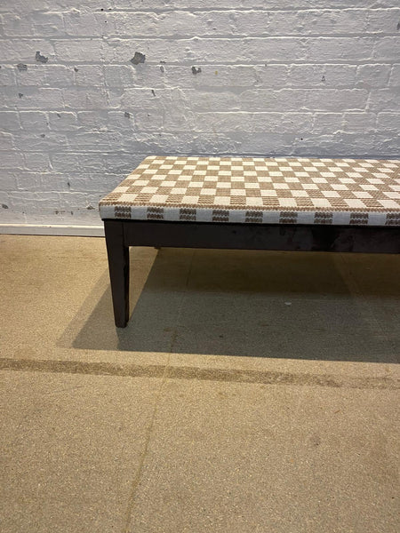 Honey Ottoman in Fermoie and plain cocoa linen