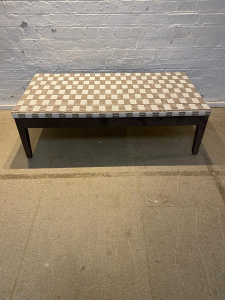 Honey Ottoman in Fermoie and plain cocoa linen