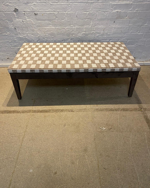 Honey Ottoman in Fermoie and plain cocoa linen