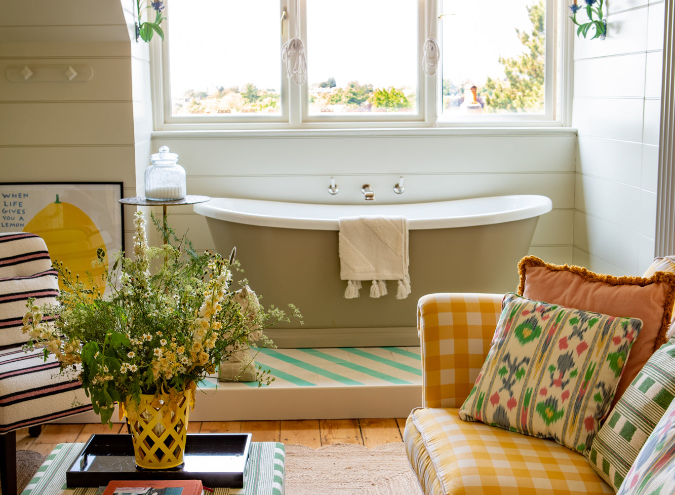 Fermoie, Poulton stripe in red - Sandy Dressing Table Stool | The House ...