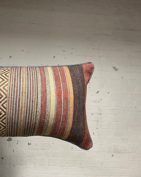 Bolster Cushion 90x35cm in Ralph Lauren - New Blue Mesa Stripe in Clay