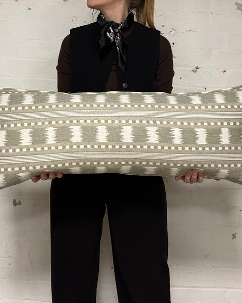Bolster Cushion 90x35cm in James Hare - Paxton Green & Natural