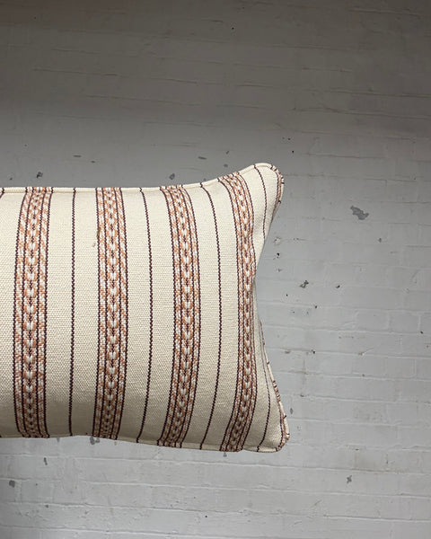 Bolster Cushion 90x35cm in Morris and Co - Elm stripe in apricot