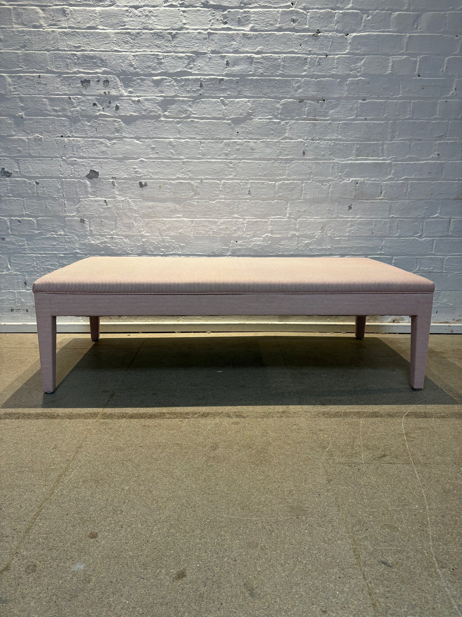 Howe Humbug ticking in red - Honey ottoman