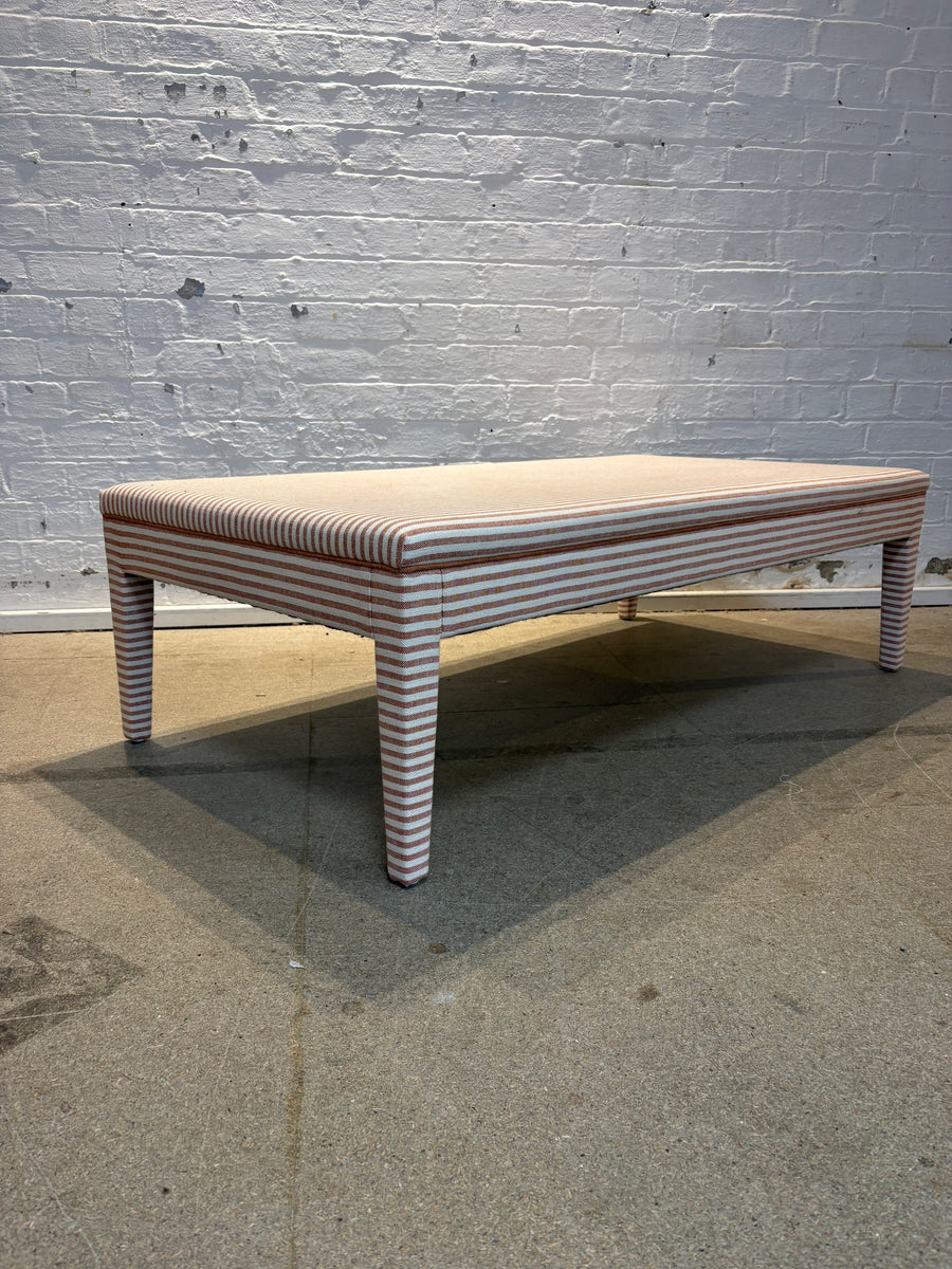 Merchant and Mills Stripe Brick with rust linen piping - Honey ottoman