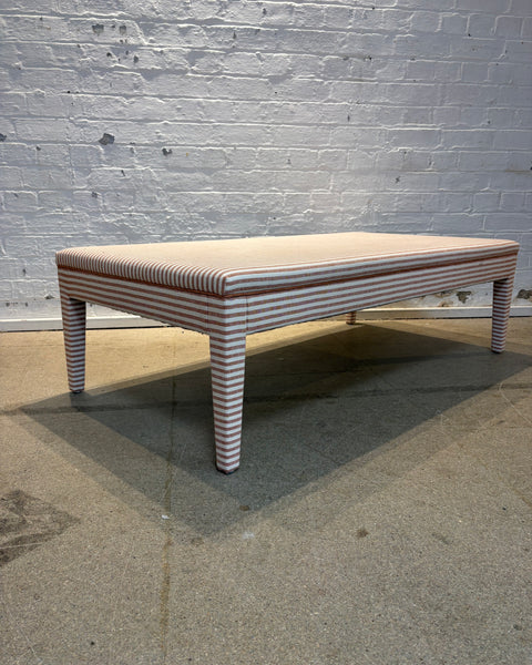 Merchant and Mills Stripe Brick with rust linen piping - Honey ottoman