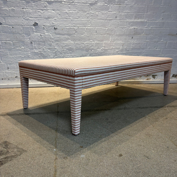 Merchant and Mills Stripe Brick with rust linen piping - Honey ottoman