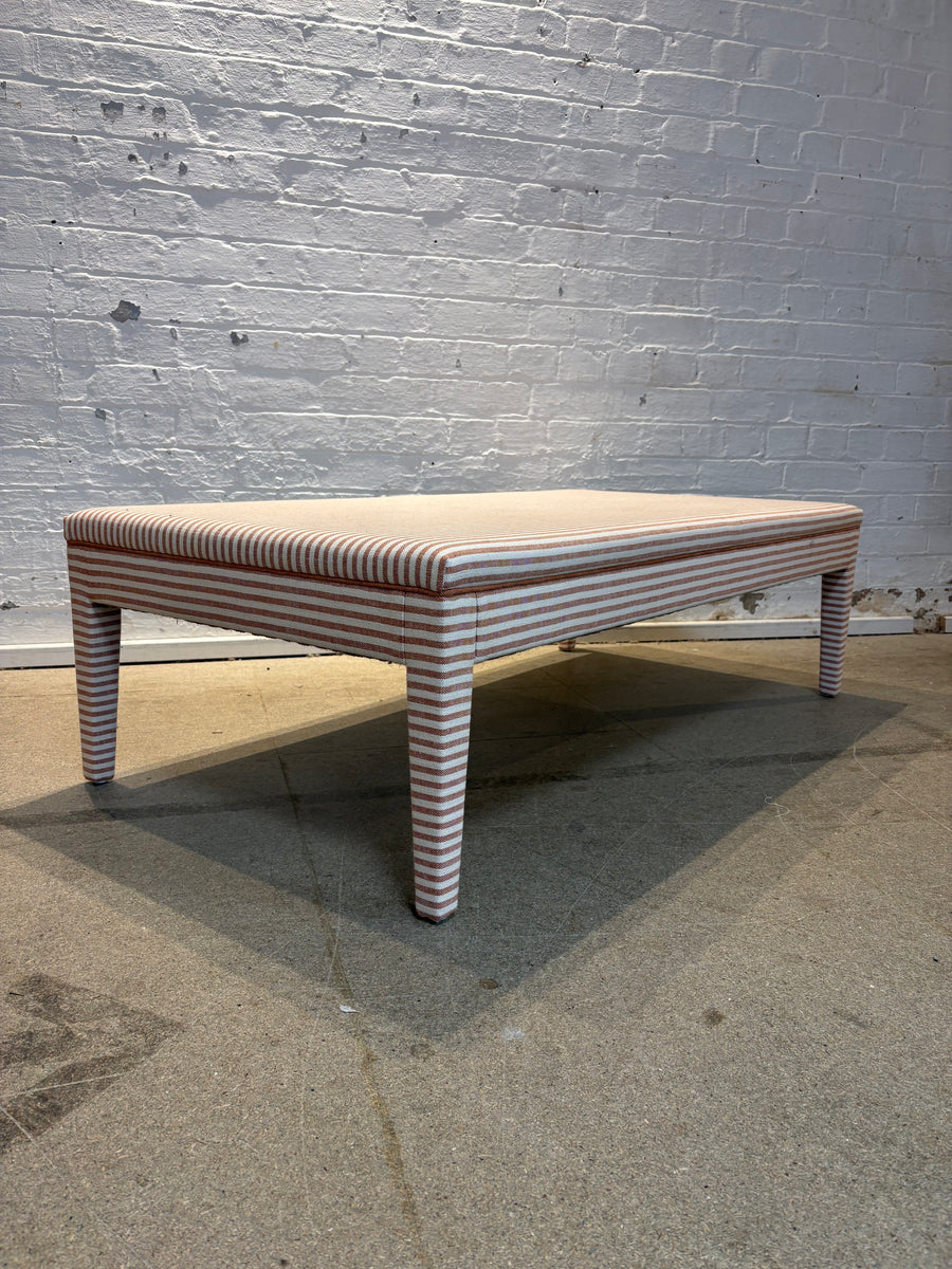 Merchant and Mills Stripe Brick with rust linen piping - Honey ottoman