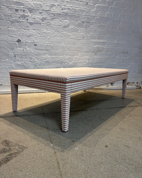 Merchant and Mills Stripe Brick with rust linen piping - Honey ottoman