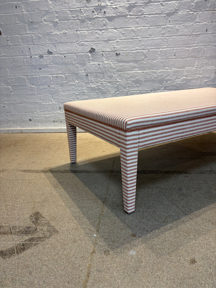 Merchant and Mills Stripe Brick with rust linen piping - Honey ottoman