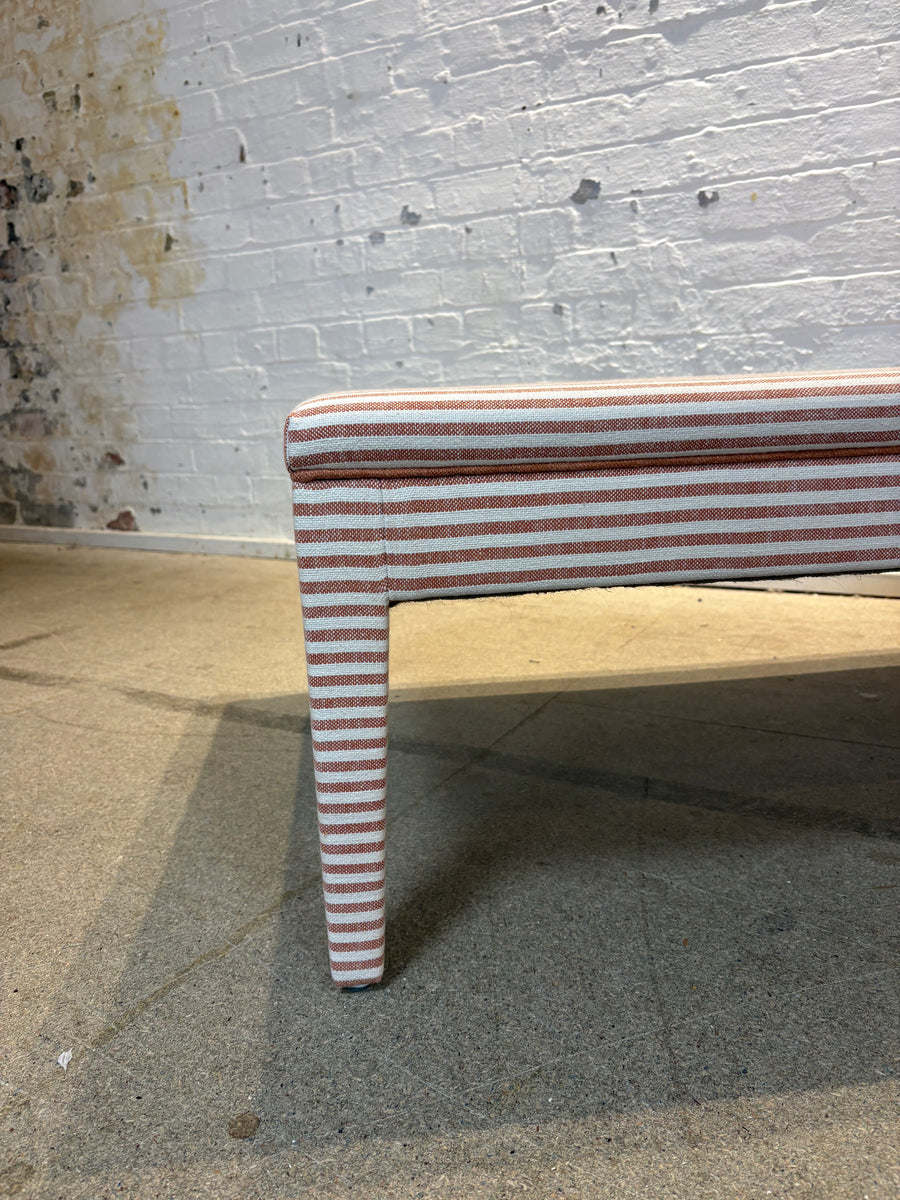 Merchant and Mills Stripe Brick with rust linen piping - Honey ottoman