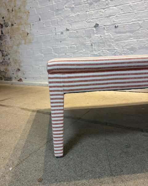 Merchant and Mills Stripe Brick with rust linen piping - Honey ottoman