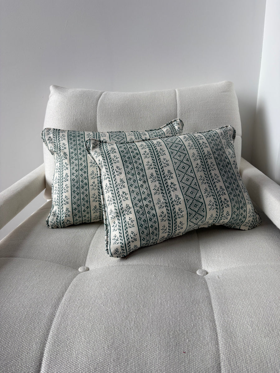 Lumbar cushion Jasper/ Dutch stripe in teal 30 x 40cm (PRICE FOR BOTH)