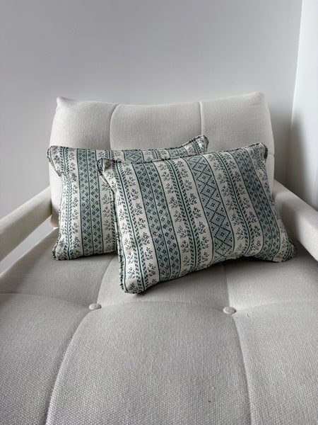 Lumbar cushion Jasper/ Dutch stripe in teal 30 x 40cm (PRICE FOR BOTH)