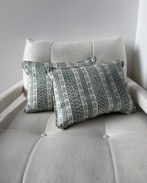 Lumbar cushion Jasper/ Dutch stripe in teal 30 x 40cm (PRICE FOR BOTH)