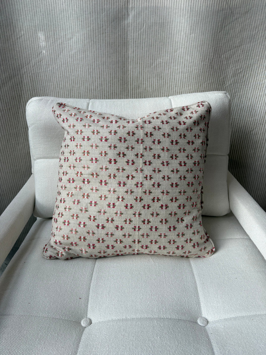 Colefax and fowler, denbury pink green Square Cushion