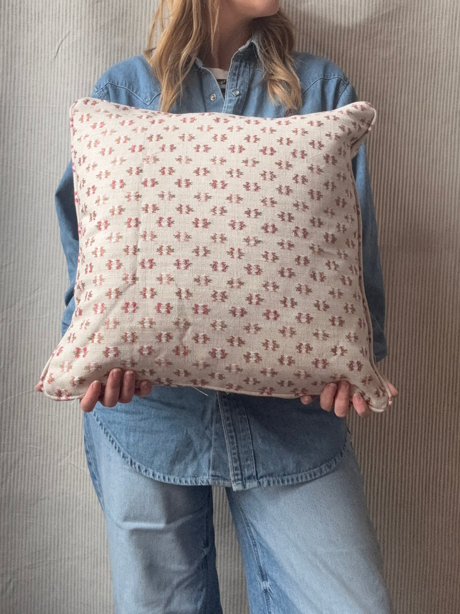 Colefax and fowler, denbury pink green Square Cushion