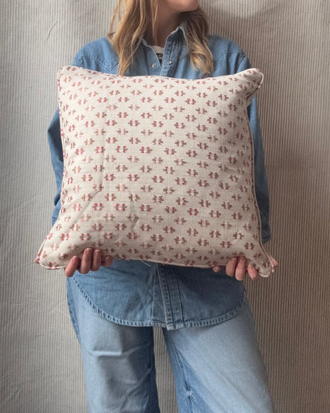 Colefax and fowler, denbury pink green Square Cushion