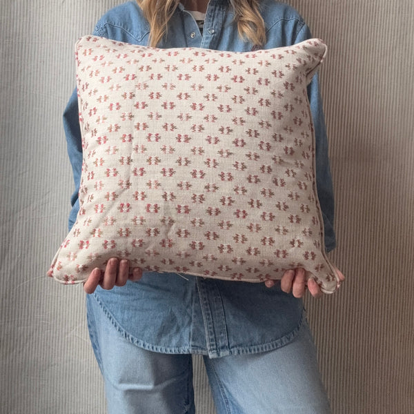 Colefax and fowler, denbury pink green Square Cushion