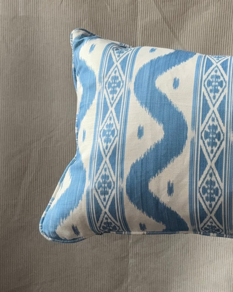 Bolster Cushion 90x35cm in Mrs Alice, Ikat stripe in blue