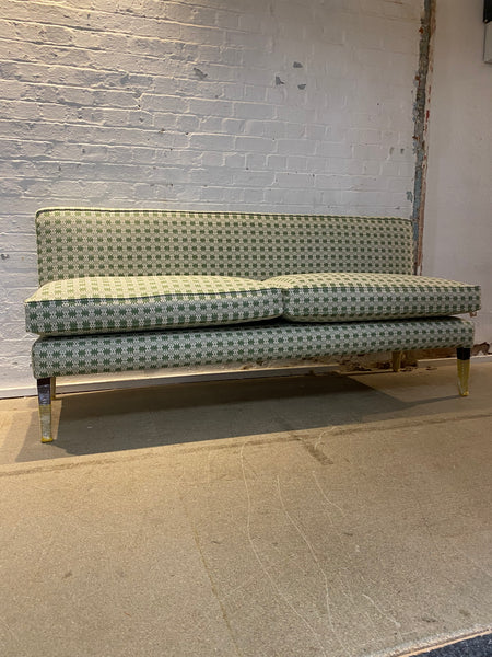 220cm Emily Banquette in Sanderson, Akan weave in Avocado