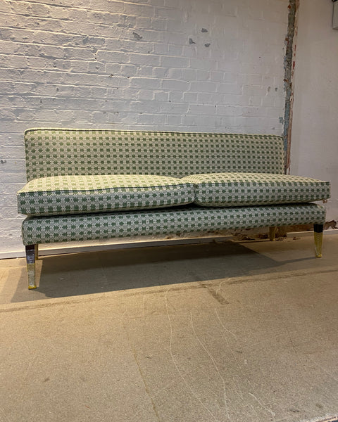 220cm Emily Banquette in Sanderson, Akan weave in Avocado