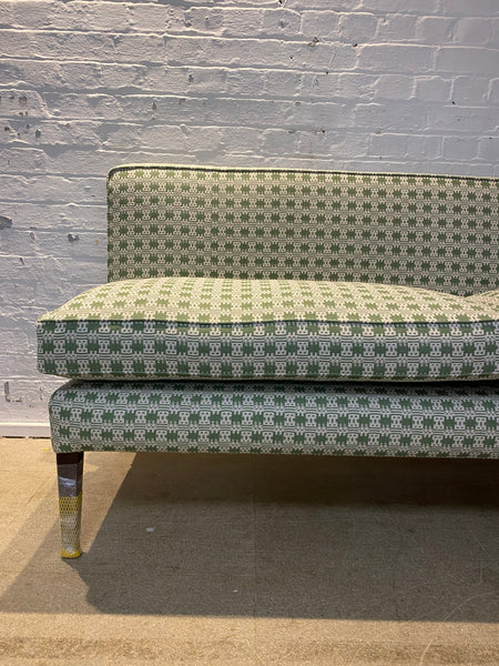 220cm Emily Banquette in Sanderson, Akan weave in Avocado