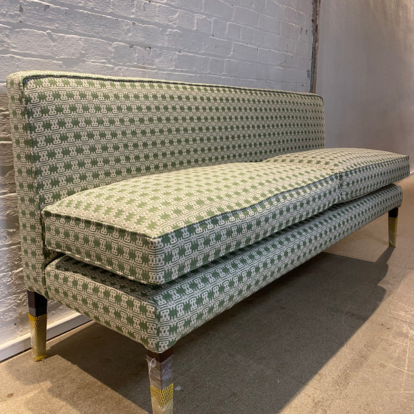 220cm Emily Banquette in Sanderson, Akan weave in Avocado